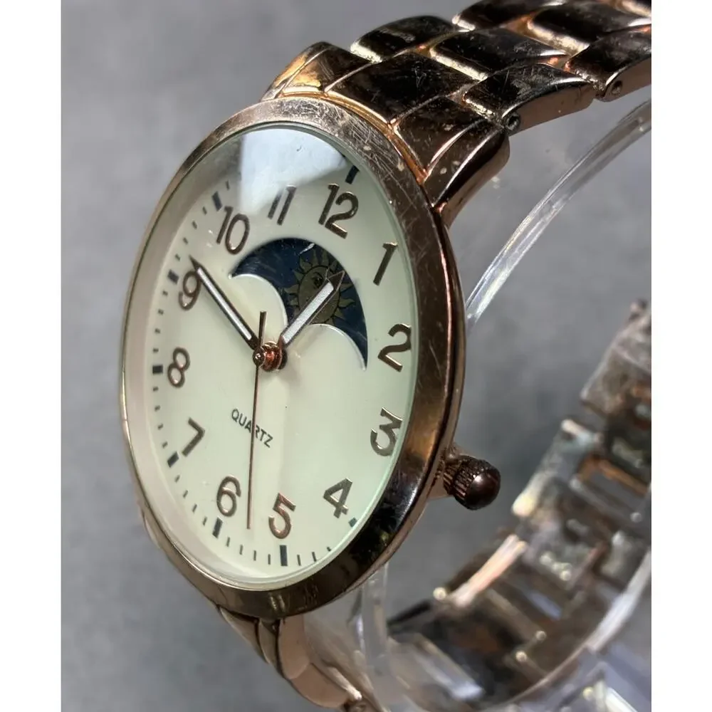 American Eagle Men's Sun Moon Phase Watch 40mm Rose Gold 7.5